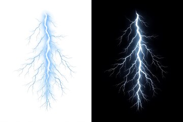 Electric blue and white lightning bolt on white and black backgrounds