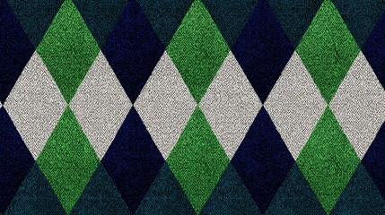 Navy and Green Argyle Pattern Design Featuring a Unique Color Palette Ideal for Textiles and Graphic Projects