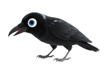 Fototapeta premium Cartoon crow with blue eyes illustration