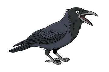 Fototapeta premium Cartoon crow illustration with open beak
