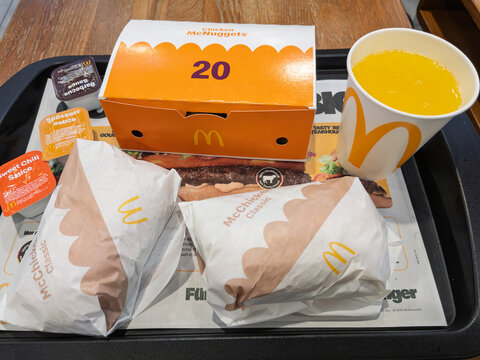 McDonalds Meal Tray with McChicken Sandwiches and Drinks