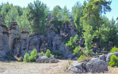 Turkey, Antalya, the ancient city of Selge, the man rocks and wonderful nature.