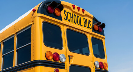 Iconic yellow school bus, symbolizing daily student commute, education journey, and the back-to-school season