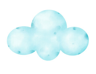 Soft Blue Watercolor Cloud Illustration. Isolated.