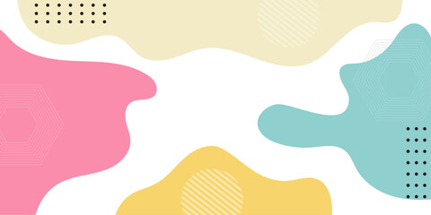 Hand drawn abstract background of various memphis shapes and elements.