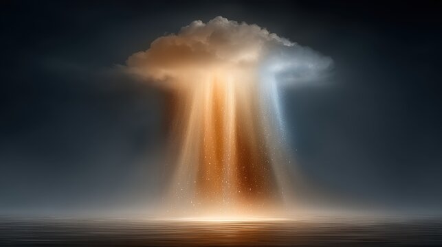 Cloud technology scalability and streamlining connectivity in a hyperrealistic visualization over a serene environment