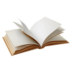 Open Blank Book with Flowing Pages empty isolated on a transparent background