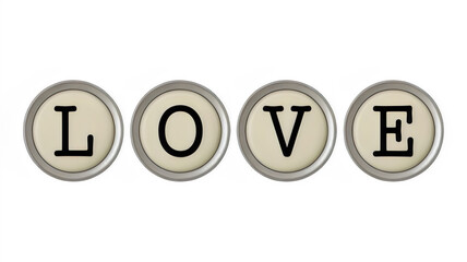 3d render of a L O V E symbol made of many spheres as a modern business technology icon and web design illustration for computer internet communication concept website text