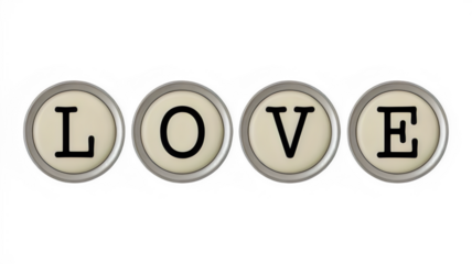 3d render of a L O V E symbol made of many spheres as a modern business technology icon and web design illustration for computer internet communication concept website text