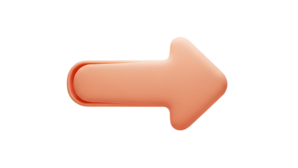 Orange 3D Rendered Arrow Pointing Right isolated PNG with Transparent Background
