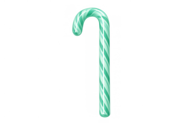 Green candy cane offering a festive and sweet element for winter holidays, christmas, and celebration designs