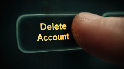 Delete account button finger digital privacy security technology data future digital literacy intelligence science imagination future choice