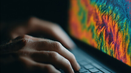 Digital literacy intelligence science imagination future glow on computer screen spark creative code curiosity