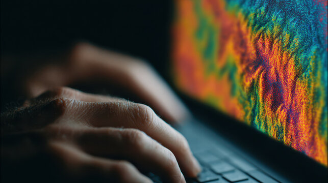 Digital literacy intelligence science imagination future glow on computer screen spark creative code curiosity