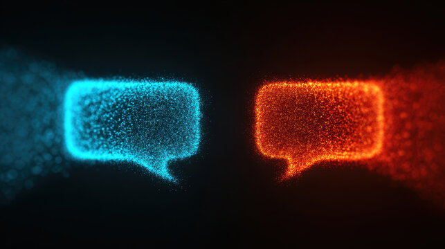 Digital literacy intelligence science imagination future concept chat bubble abstract background - Powered by Adobe