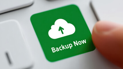 Digital literacy intelligence science imagination future backup now button concept for secure cloud storage data protection workflow