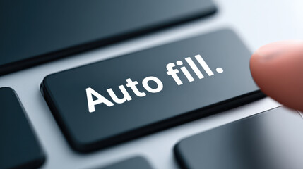 Digital literacy intelligence science imagination future keyboard autofill key macro shot concept futuristic tech efficiency finger touch