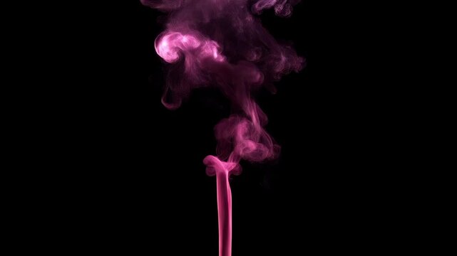 Rising pink smoke background slow motion incense aroma therapy meditation spiritual aesthetic copy space magic esoteric black background