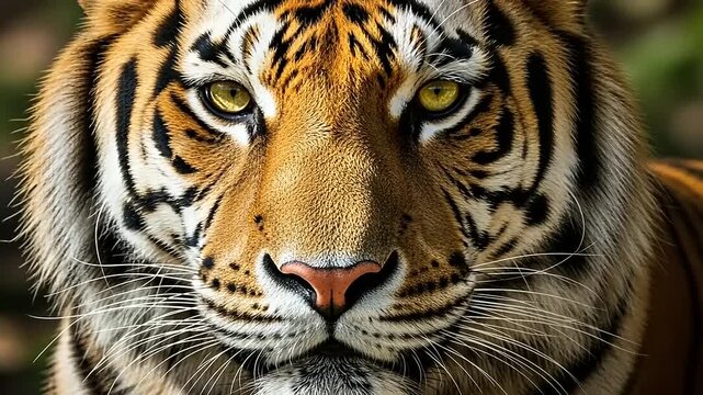 Close-up of a Majestic Tigers Face with Piercing Eyes.