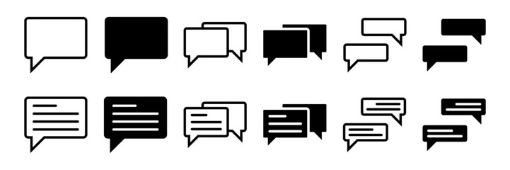 Chat icon set. A set of various communication bubble speech chat message box icon. Useful for website, user interface, mobile apps, presentation, design template and more.