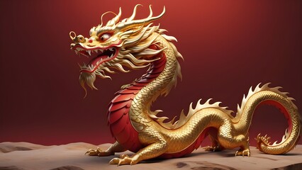 Fototapeta premium Golden Chinese Dragon – Power, Wisdom & Mythical Symbol Art