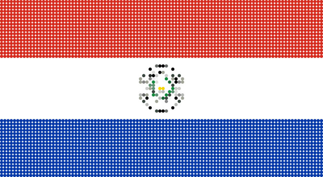 Flag of Paraguay pixel art of dots