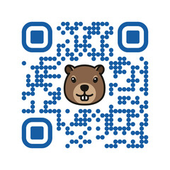 Smartphone readable QR code Happy Groundhog Day with icon of groundhog face. Vector illustration