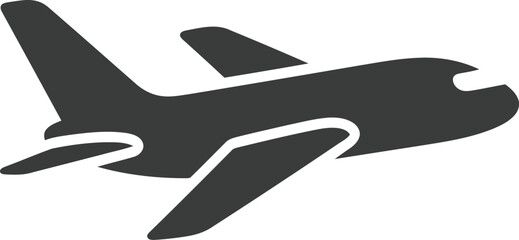 Airplane flying icon vector silhouette illustration depicting commercial passenger jet plane travel and transportation © Shodesh Agency 