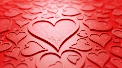 Red Hearts Pattern Background Slowly Moving Camera