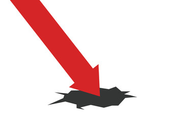 Large Red Business Arrow Falling Toward a Black Hole Representing Financial Collapse and Market Crash