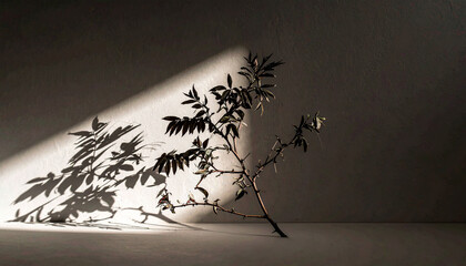 Branch Shadow on White Surface. monochrome lifestyle