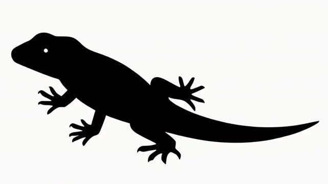 Black and White Silhouette Animation of Amphibian Creatures on a White Background