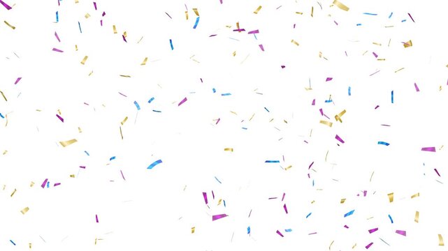 Colorful confetti falling on transparent background with alpha channel. festive party confetti rain for celebration, loopable 4k.
