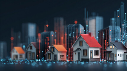 Digital real estate investment concept showing how home loans support property ownership and residential development.