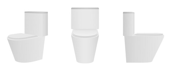 toilet set with different view vector illustration isolated on white background.	