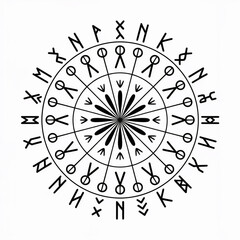 Intricate circular symbol with mysterious runes and arrows