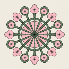 Cherry blossom floral pattern with green stems