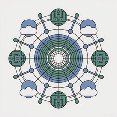 Modern network illustration with clouds and connections