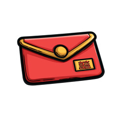 Chinese New Year Red Envelope Sticker Icon Diagonal Hongbao Vector