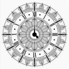 Intricate clock face with Roman numerals and floral design