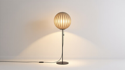 Elegant modern floor lamp with warm glowing light