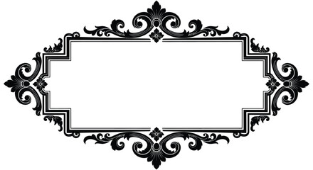 An ornate and decorative black frame with swirling floral patterns a striking silhouette