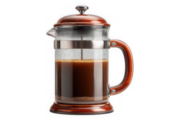 French press coffee maker isolated on transparent background