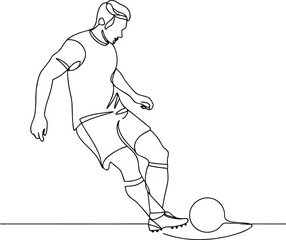 Simple Soccer Player Line Art