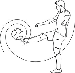 Simple Soccer Player Line Art