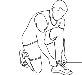 Simple Man Tying Shoe Line Art