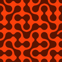 Retro Orange and Brown Abstract Organic Blob Pattern