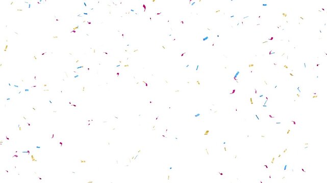 Colorful confetti falling on transparent background with alpha channel. festive party confetti rain for celebration, loopable 4k.