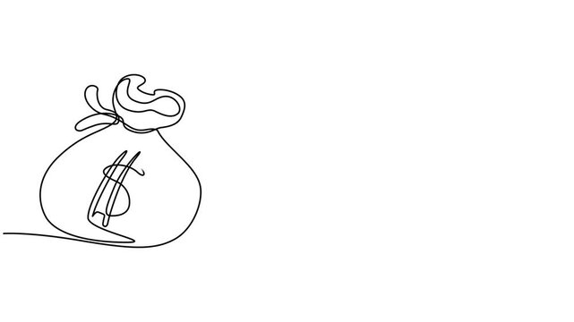 Money bag with euro sign continuous one line drawing animation, Full length animation High quality 4k video, Business symbol concept animated video. Animated technology logo. vector. Business loan.