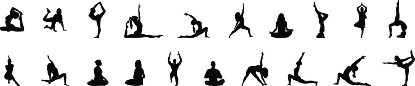 group of people doing different asana for world yoga day